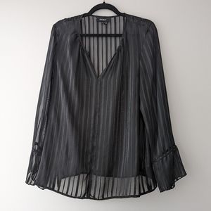 DKNY Sheer Striped Blouse